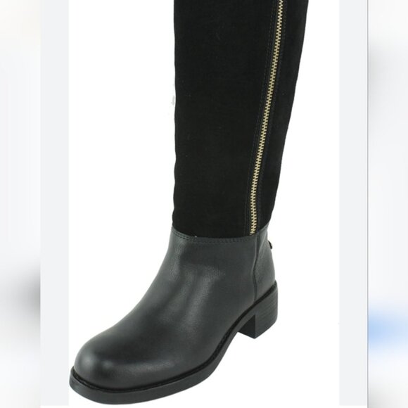 COACH Knee High Boots Black Bailey Safari Leather 7.5 - Picture 2 of 16